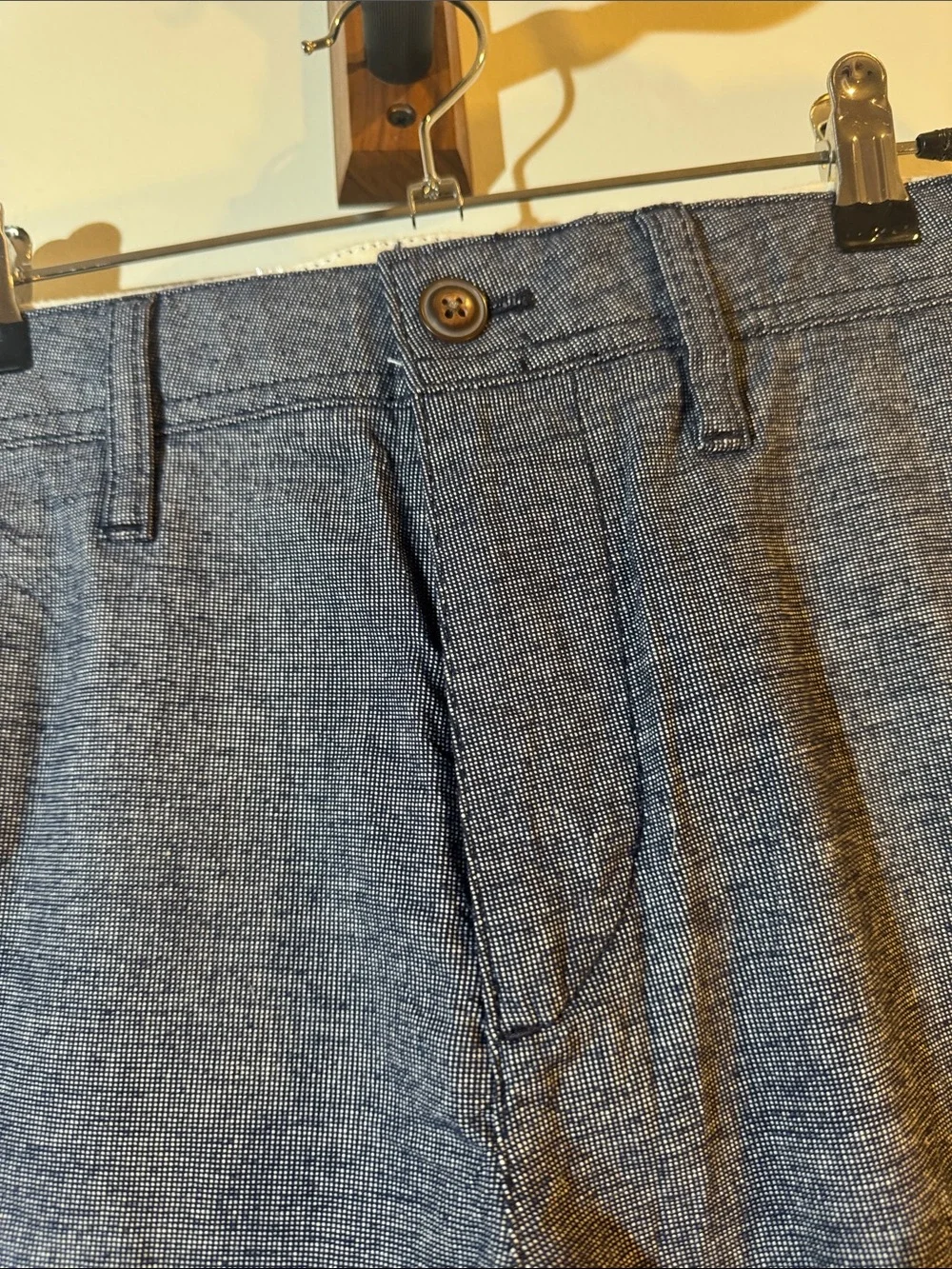 Express Men's Heathered Navy Flat Front Shorts